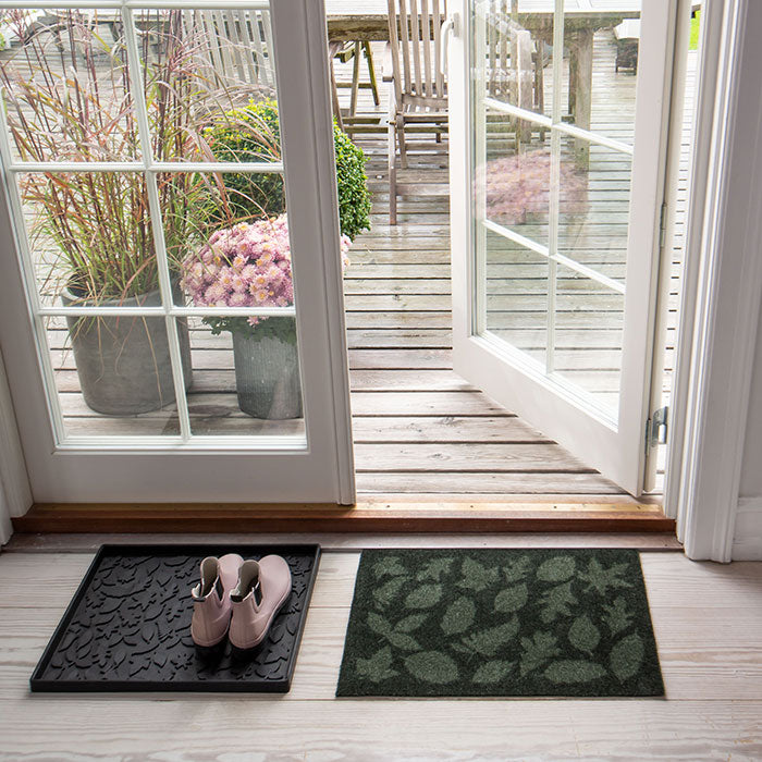 FLOOR MAT 40 x 60 CM - LEAVES/DARK GREEN