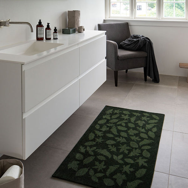 FLOOR MAT 67 x 120 CM - LEAVES/DARK GREEN