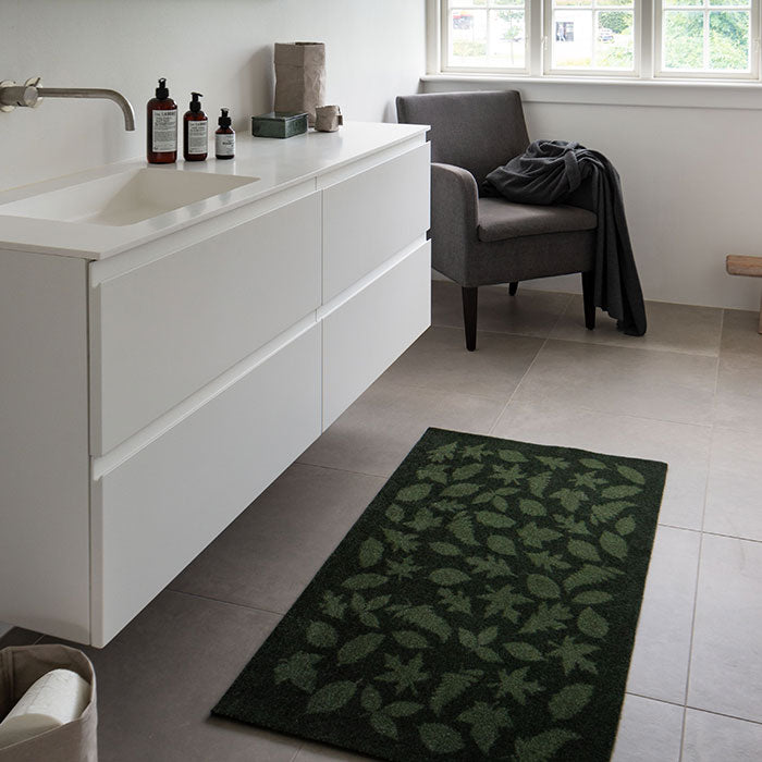 FLOOR MAT 67 x 120 CM - LEAVES/DARK GREEN