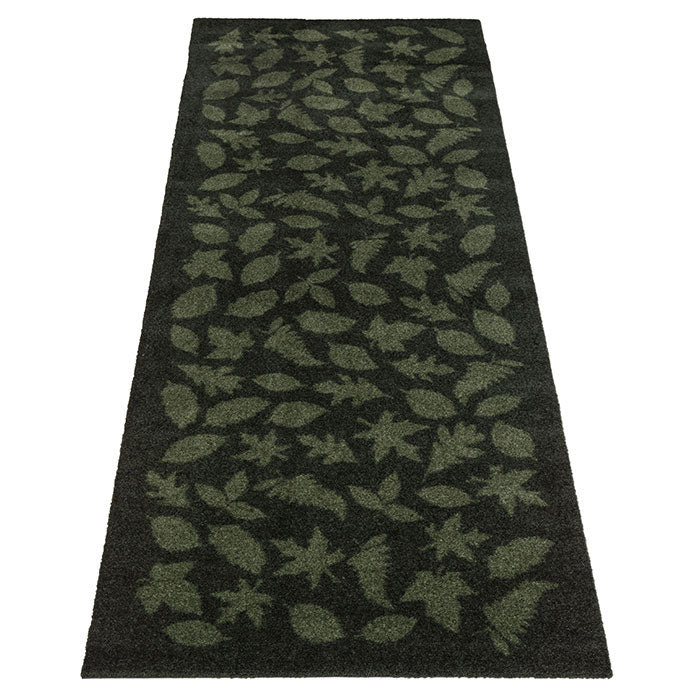 FLOOR MAT 67 x 200 CM - LEAVES/DARK GREEN