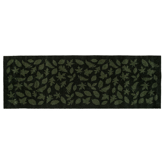 FLOOR MAT 67 x 200 CM - LEAVES/DARK GREEN