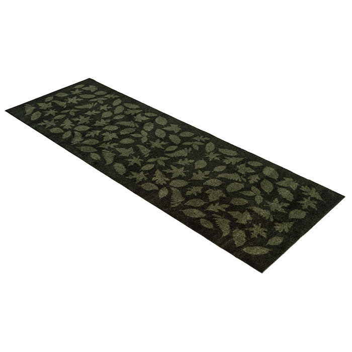 FLOOR MAT 67 x 200 CM - LEAVES/DARK GREEN