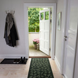FLOOR MAT 67 x 200 CM - LEAVES/DARK GREEN
