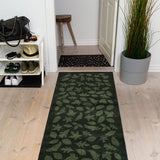FLOOR MAT 67 x 200 CM - LEAVES/DARK GREEN