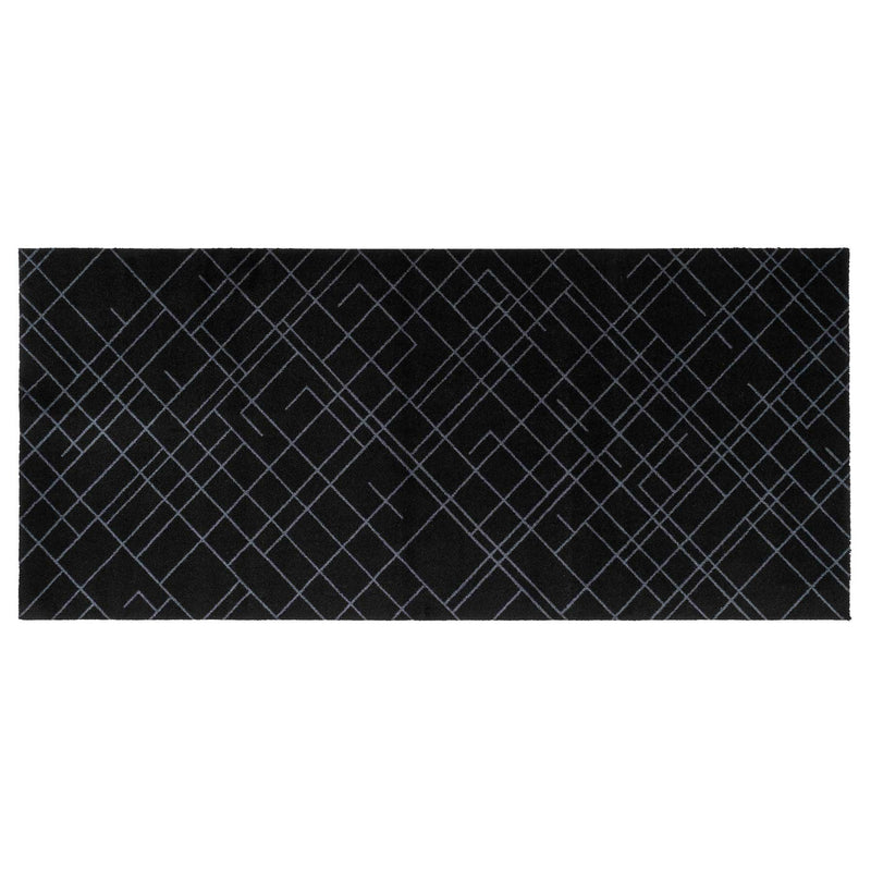 FLOOR MAT 90 x 200 CM LINES BLACK/GREY