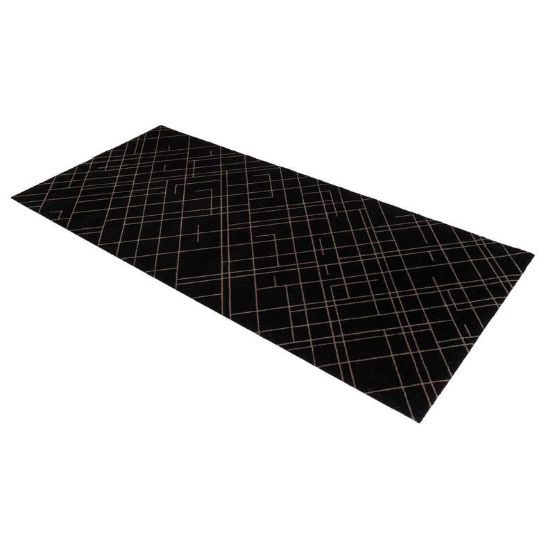 FLOOR MAT 90 x 200 CM - LINES BLACK/SAND