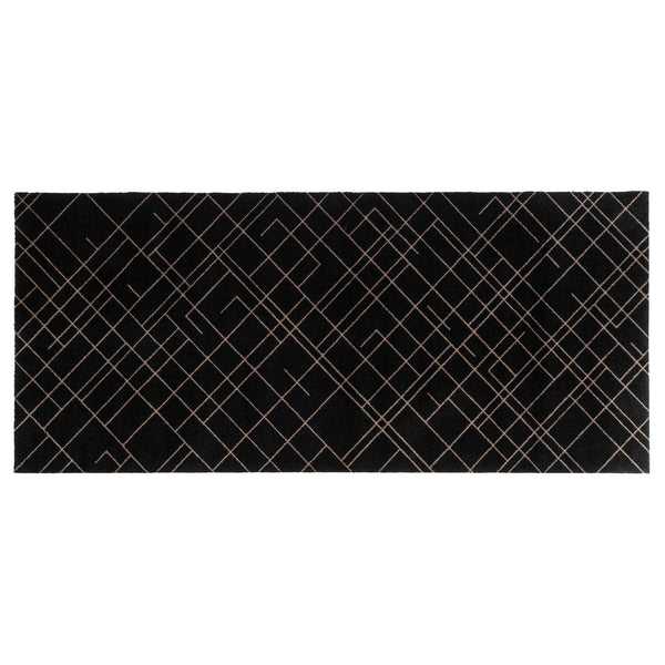 FLOOR MAT 90 x 200 CM - LINES BLACK/SAND