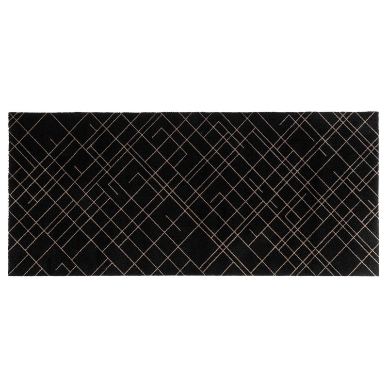 FLOOR MAT 90 x 200 CM - LINES BLACK/SAND