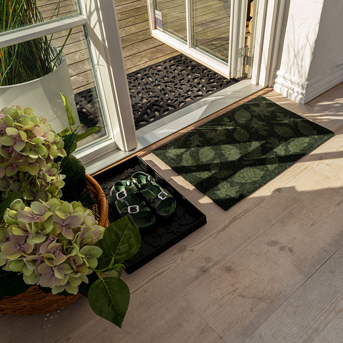 FLOOR MAT 40 x 60 CM - LEAVES/DARK GREEN