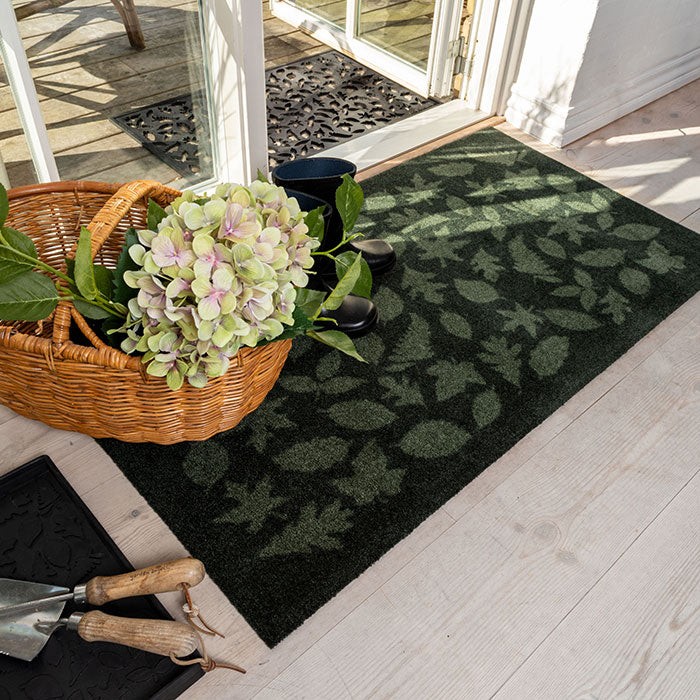 FLOOR MAT 67 x 120 CM - LEAVES/DARK GREEN