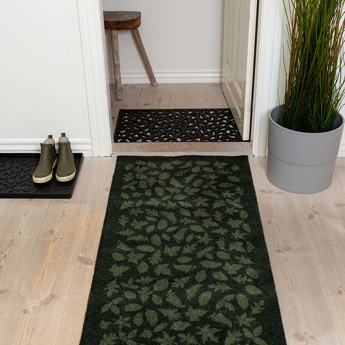 FLOOR MAT 67 x 120 CM - LEAVES/DARK GREEN