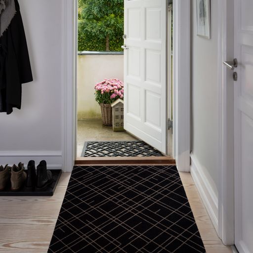 FLOOR MAT 90 x 130 CM - LINES BLACK/SAND