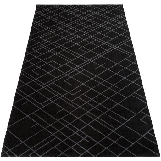 FLOOR MAT 90 x 200 CM LINES BLACK/GREY