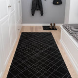 FLOOR MAT 90 x 200 CM LINES BLACK/GREY