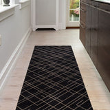 FLOOR MAT 67 x 200 CM - LINES BLACK/SAND