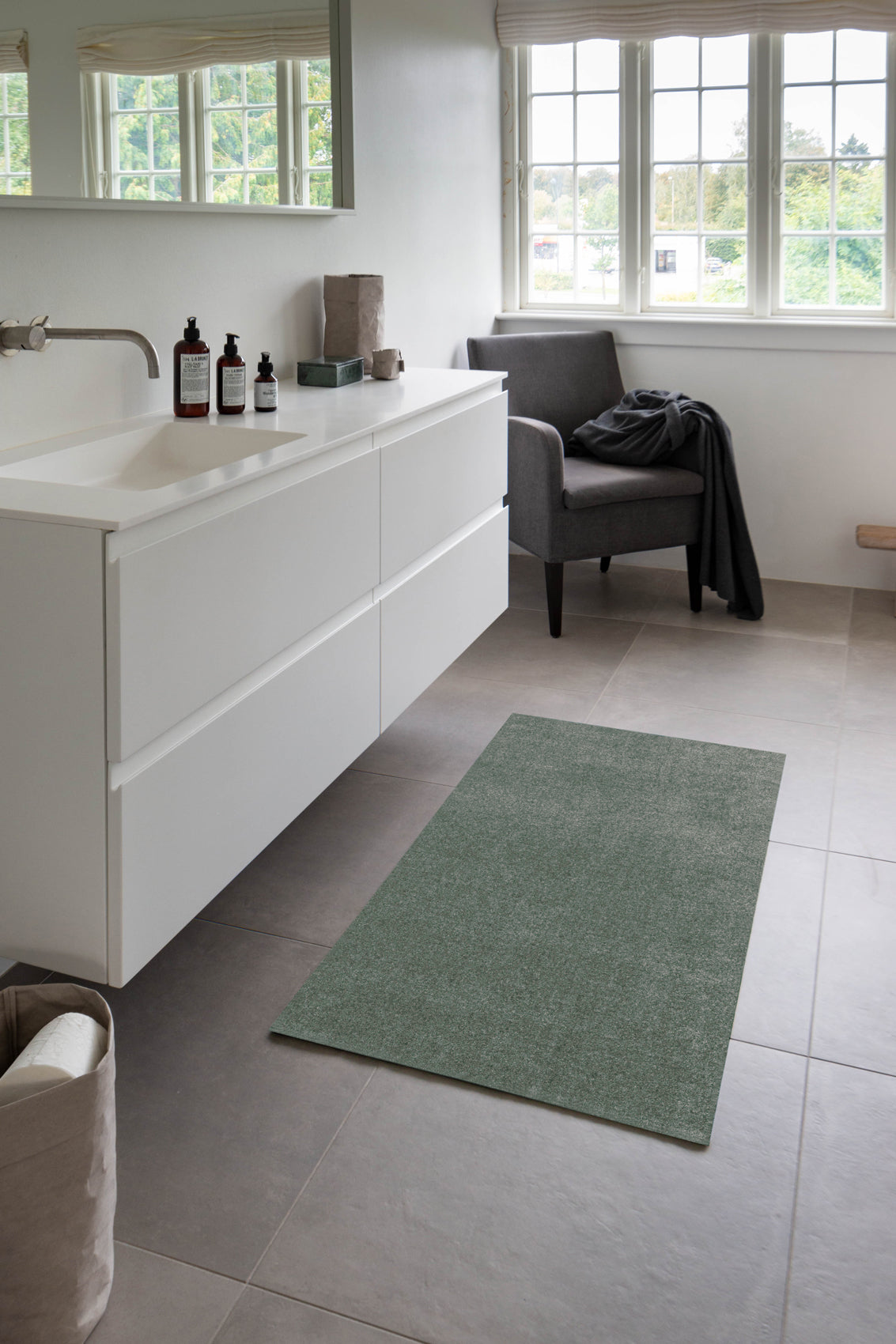 Rug 67 x 120 cm Dusty Green | Mat for entryway, kitchen & utility room