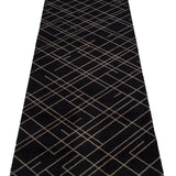 FLOOR MAT 67 x 200 CM - LINES BLACK/SAND