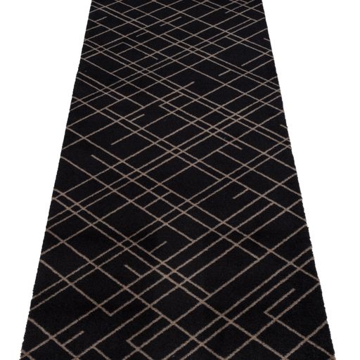 FLOOR MAT 67 x 200 CM - LINES BLACK/SAND