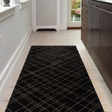 FLOOR MAT 90 x 200 CM - LINES BLACK/SAND