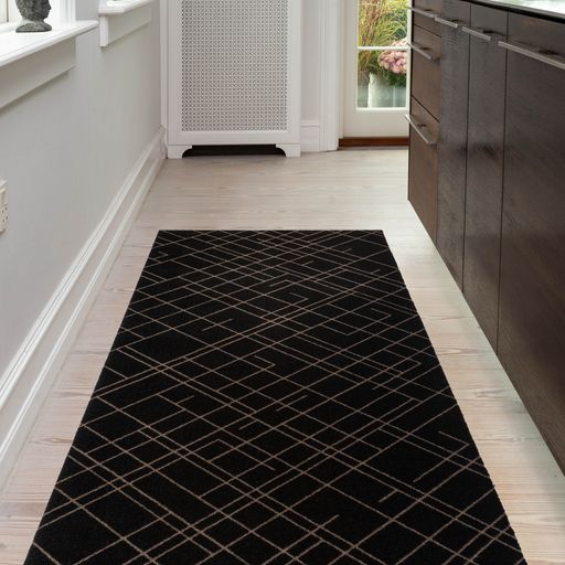 FLOOR MAT 90 x 200 CM - LINES BLACK/SAND