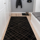 FLOOR MAT 90 x 200 CM - LINES BLACK/SAND