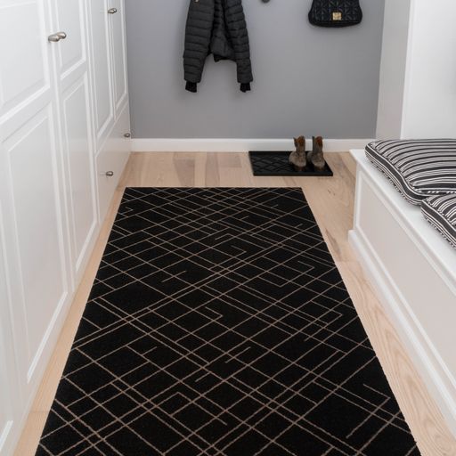 FLOOR MAT 90 x 200 CM - LINES BLACK/SAND